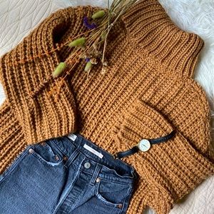 🌸 camel chunky zara turtleneck knit sweater 🌸